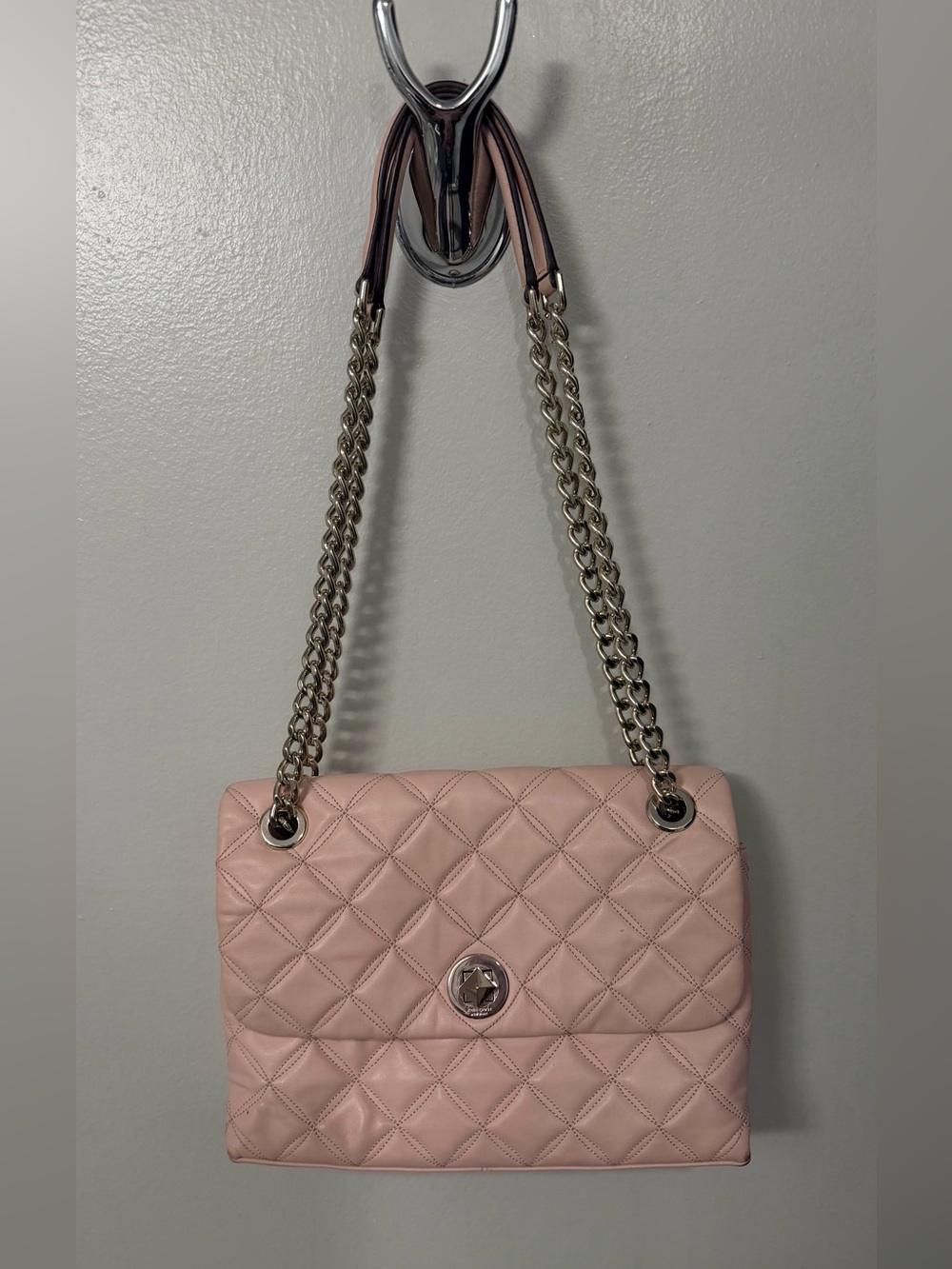 kate spade Quilted Double-Chain Shoulder Bag — Blush Pink